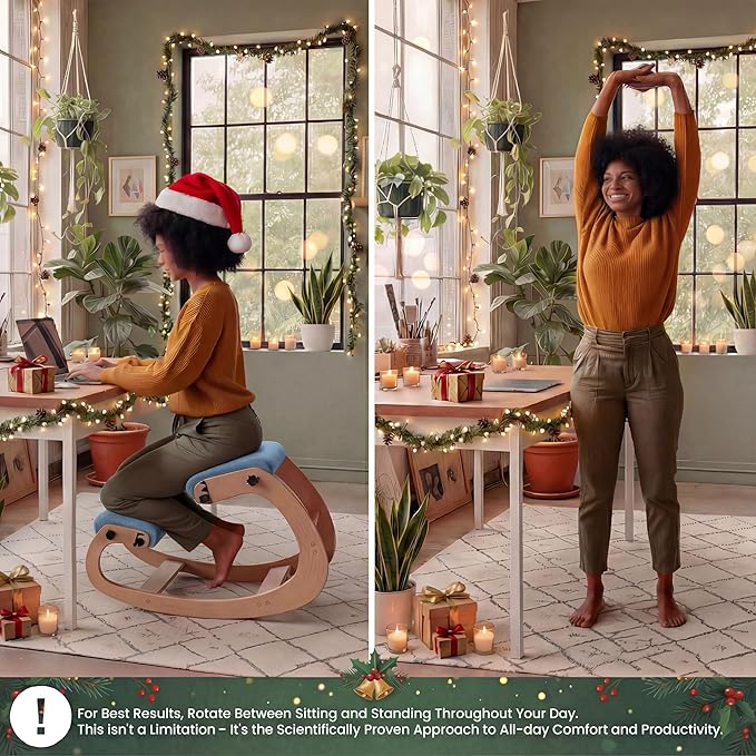 NYPOT Ergonomic Kneeling Chair with Adjustable Seats - Knee Chair for Posture Correction & Kneel Rocking Stool for Desk - Back Pain Relief for Home and Office, Supports 250 pounds - 5 Years Warranty