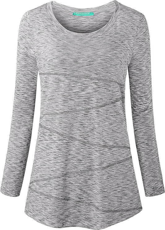 Kimmery Workout Tops for Women Long Sleeve Shirts for Women Quick Dry Line Decor Yoga Tops Sizes S-3XL