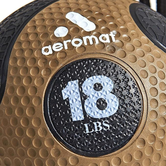 Aeromat Elite Power 39" Rope 18 lb Medicine Balls for Exercise - 10" Dia Workout Ball, Weighted Balls for Exercise, Weight Ball, Wall Balls for Exercise, Color-Coded Medicine Ball with Rope (Bronze)