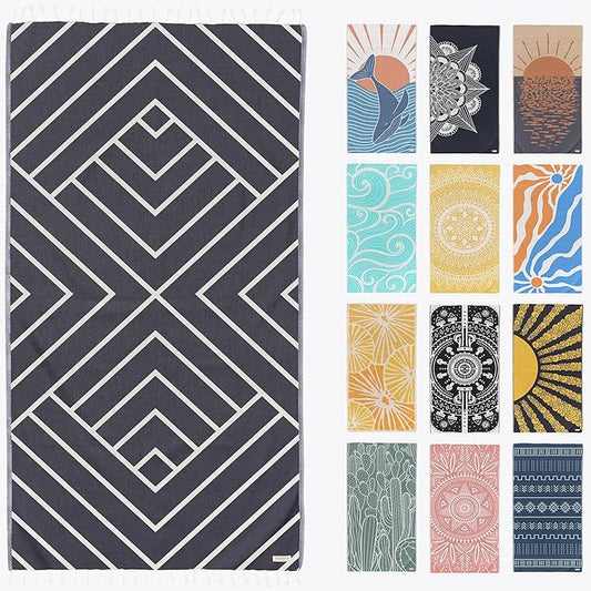 FESHKA Sand Proof Turkish Beach Towel – Oversized, Quick Dry & Lightweight Travel Towel - 100% Organic Cotton Beach Blanket - Perfect for Bath, Pool & Picnic | Explorer (Dark Navy)