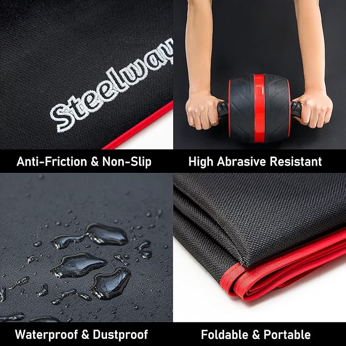 Exercise Mat for AB Roller AB Mat Thin of Large, Picnic Blanket Waterproof, Black Long Foldable Workout Oxford Polyester Fabric Mats for Home Gym Use, 99" (L) x 59" (W)