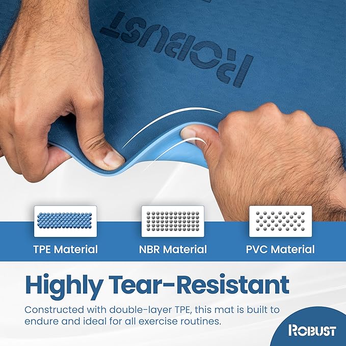 Robust Non-Slip Yoga Mat with Strap, 1/4" Thick TPE Eco-Friendly Workout Mat for Yoga with Position Lines and Texture Surface, Gym Mat for Women, Men, Pilates and Exercises Anti-Tear Sweat-Proof Exercise Mat