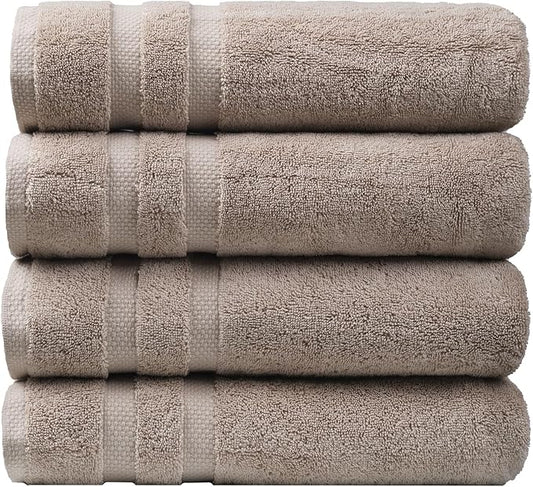 SOFE H&L | Olea Luxury Cotton Turkish Bath Towels Set of 4 Sand | Premium, Soft, Durable, Absorbent | Hotel Quality Plush Towels and Thick Towel Sets