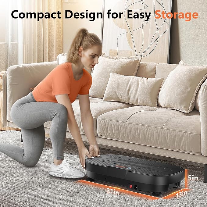 FEIERDUN Vibration Plate Exercise Machine – Whole Body Vibration Platform for Weight Loss & Lymphatic Drainage, Home Fitness Trainer with Remote & Resistance Bands