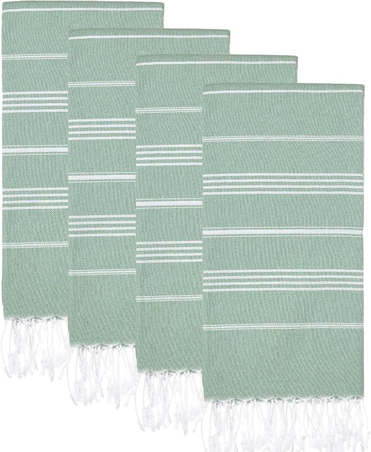 Turkish Beach Towels, Pack of 4 | Oversized, Quick Dry, Sand Free | 100% Cotton, Large 38x71 Towels for Beach, Pool, Travel | Ultra-Soft, Compact, and Absorbent | Light Green