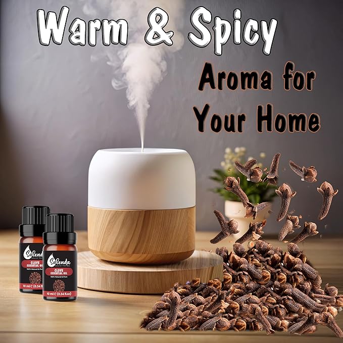 Clove Essential Oils for Diffusers for Home, Clove Oil for Teeth and Gums, Cloves Oil Aromatherapy, 100% Pure Natural, 0.34 Fl Oz (10 ml)
