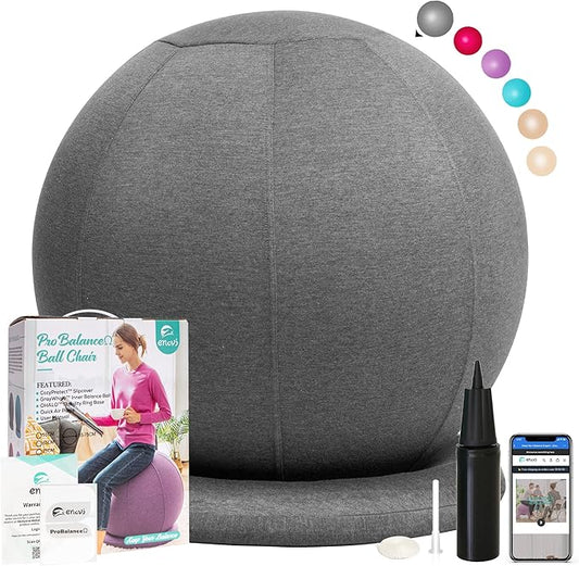 ProBalanceΩ Ball Chair, Yoga Ball Chair Exercise Ball Chair with Slipcover and Base for Home Office Desk, Birthing & Pregnancy, Stability Ball & Balance Ball Seat to Relieve Back Pain, Multiple color size