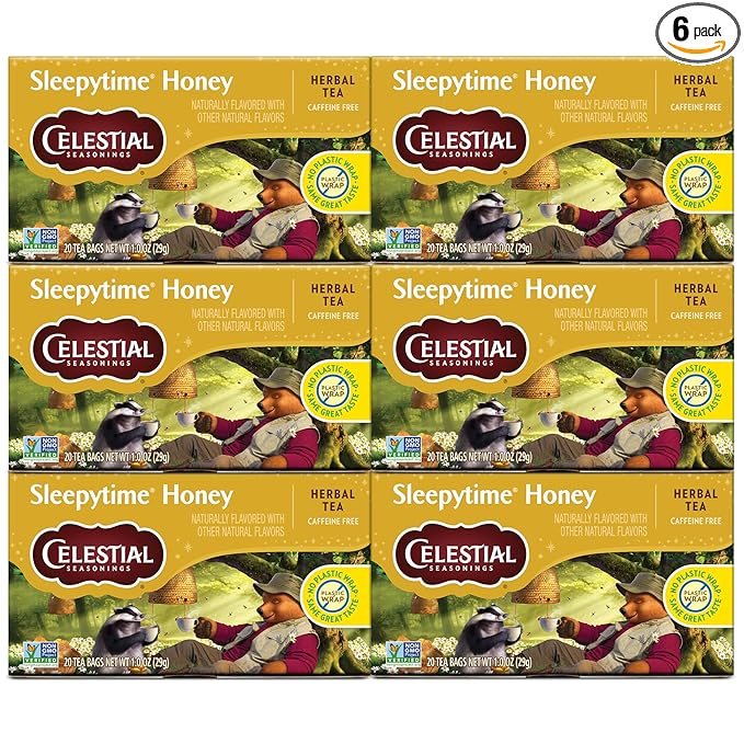 Celestial Seasonings Sleepytime Herbal Tea, Honey, Caffeine Free Sleep Tea, 20 Tea Bags Per Box (Pack of 6)
