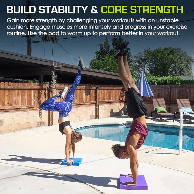 ProsourceFit Exercise Balance Pad – Non-Slip Cushioned Foam Mat & Knee Pad for Fitness and Stability Training, Yoga, Physical Therapy 15.5”x12.75”