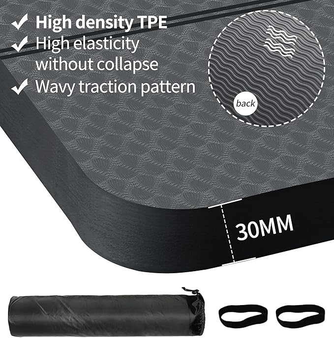 nuveti Large Exercise Mat - 15mm/20mm/30mm Thick Yoga Mat | Workout Mat for Fitness, Yoga, Pilates, Stretching & Floor Exercises for Women & Men with Free Carrying Bag