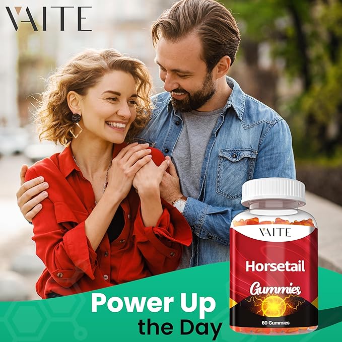 Horsetail Herb Hair Growth Gummies – Silica & Antioxidant Supplement with Horsetail Extract for Stronger Hair, Skin & Nails, Non-GMO, Gluten-Free – Cola de Caballo Hierba – 60 Vegan Chewables