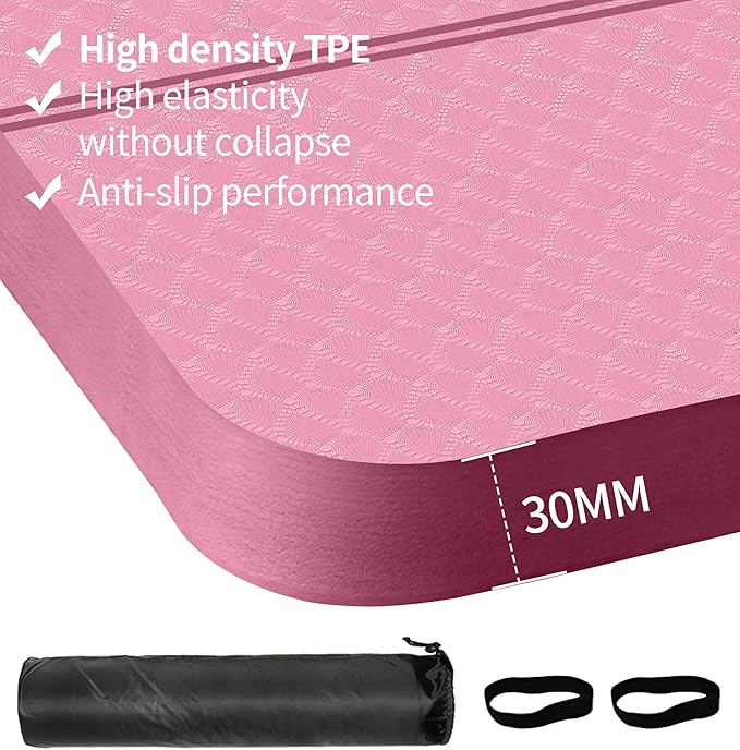 nuveti Large Exercise Mat - 15mm/20mm/30mm Thick Yoga Mat | Workout Mat for Fitness, Yoga, Pilates, Stretching & Floor Exercises for Women & Men with Free Carrying Bag