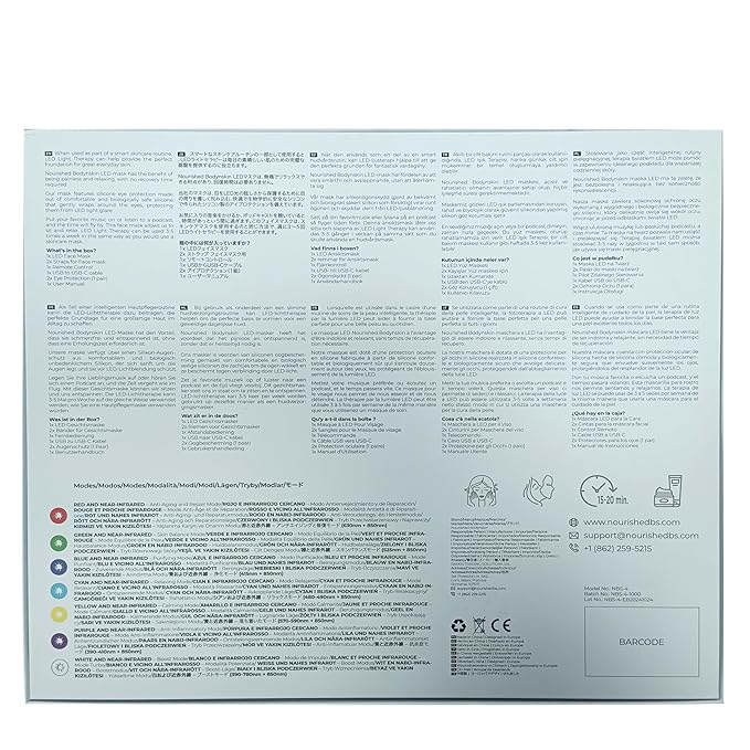 7 Colors LED Face Mask with Near-Infrared - Blue, Red Light Therapy for Face - 114 LEDs - Skincare Tool for Wrinkles, Anti-Aging