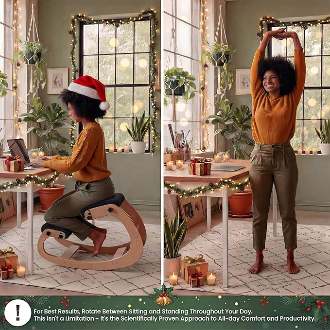 NYPOT Ergonomic Kneeling Chair with Adjustable Seats - Knee Chair for Posture Correction & Kneel Rocking Stool for Desk - Back Pain Relief for Home and Office, Supports 250 pounds - 5 Years Warranty