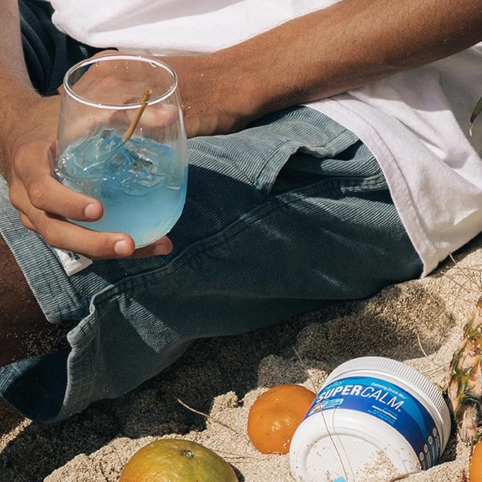 Nello Supercalm Powdered Drink Mix, Blue Coconut, L Theanine, Ksm-66 Ashwagandha, Magnesium Glycinate, Vitamin D 3, Supplements for Relaxation & Focus, No Sugar, Non GMO, On The Go, 30 Srvgs