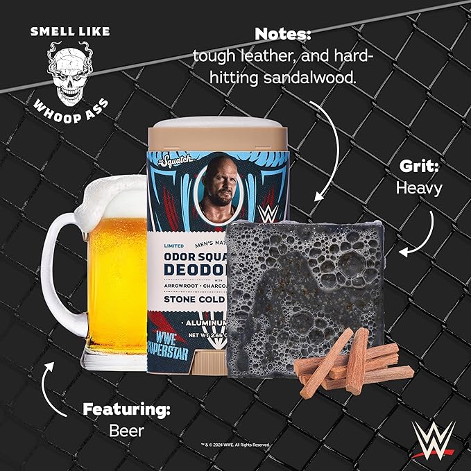 Dr. Squatch WWE Collection - Natural 4 Soap, 2 Deodorant Gift Set - Cold Process Soap with No Harsh Chemicals - Stone Cold Stunner & Mysterio Magic (6 Pack)