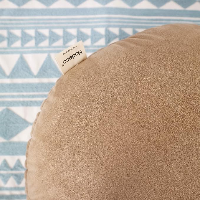 Round Throw Pillows Down-Like Polyester Filling Super Soft Ultra Fluffy Feather-Like Touching Decorative Circle Floor Cushion for Couch Bed Sofa Office Car, 1 Piece (16x16 Inches, Khaki)