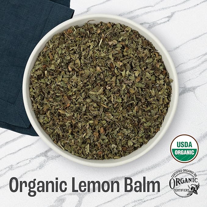 J Mac Botanicals Organic Lemon Balm (16 oz), Loose Leaf Tea, Dried Lemon Balm Tea, herbal Infusion, Lemon balm leaves, melissa officinalis tea, Certified USDA Organic