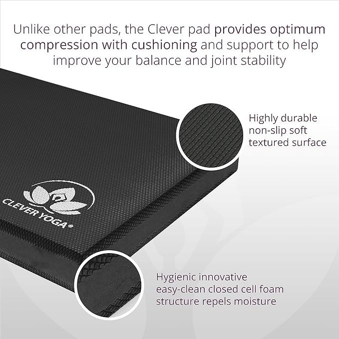 Clever Yoga Balance Pad - Foam Balance Pad for Exercise, Pilates & Workout, Non-Slip Thick Foam Base & Physical Therapy Equipment for Strength & Stability Training