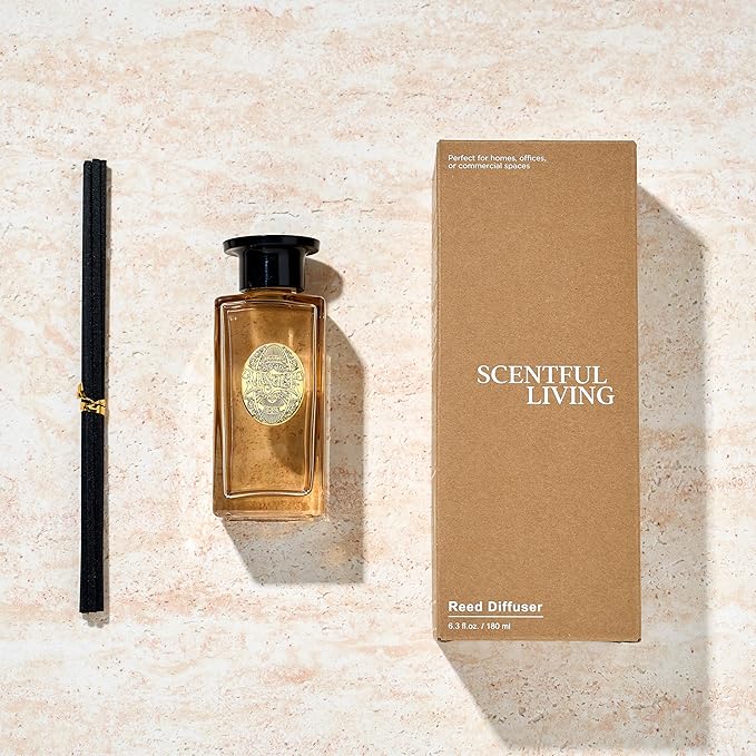 M&SENSE 6.3 oz Large Reed Diffuser Set | Linen Breeze Scent Oil Diffuser with Sticks | Hotel Collection Non-Toxic Essential Oil |for Bedroom Bathroom Living Room