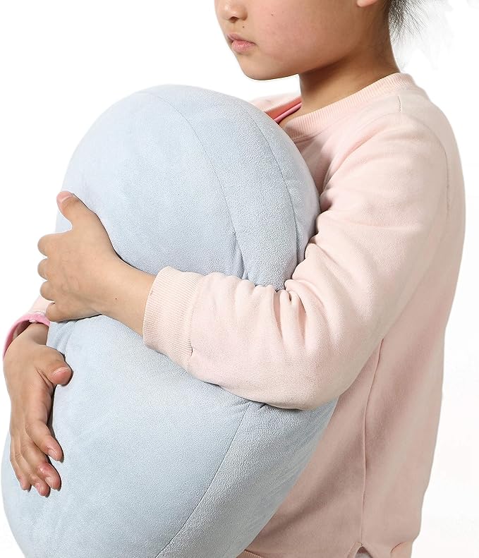 Round Throw Pillow for Kids 16x16 100% Down-like Polyester Filling Super Soft Cushion Ultra Fluffy Feather-like Touch Decorative Round Floor Pillow for Couch Bed Sofa, Light Blue, 1 Piece