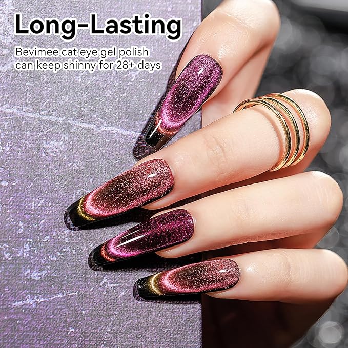 10 Colors 9D Cat Eye Gel Nail Polish, Magnetic Gel Polish Kit with Magnet Stick Galaxy Chameleon Effect Silky CatEye Nail Polish Nail Art Salon Manicure Home Ladies