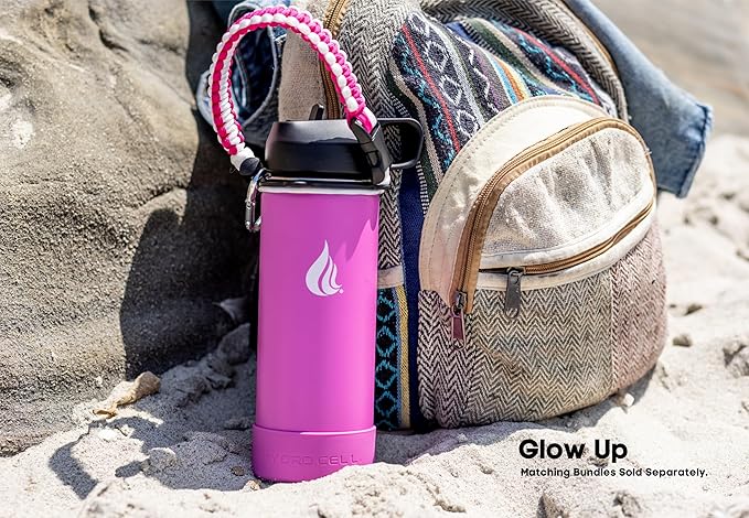 HYDRO CELL Stainless Steel Insulated Water Bottle with Straw - For Cold & Hot Drinks - Metal Vacuum Flask with Screw Cap and Modern Leakproof Sport Thermos for Adults (Fuchsia 18oz)