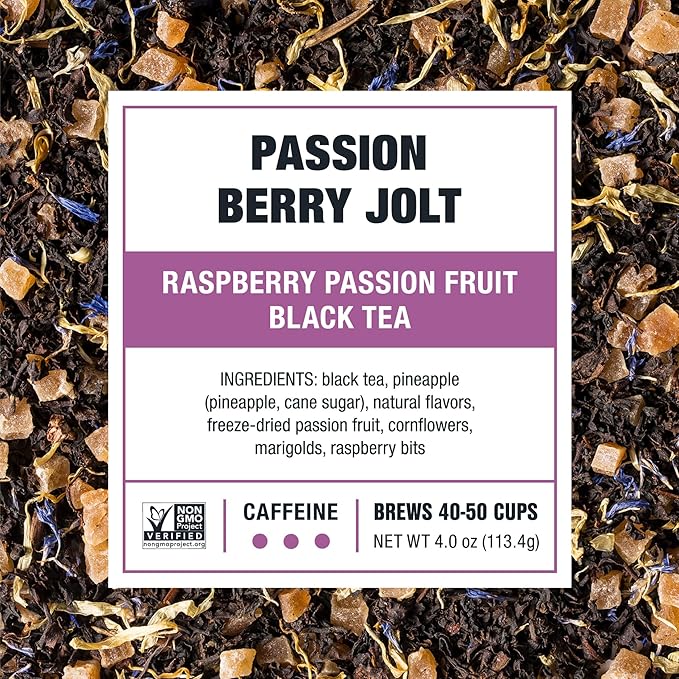 Tiesta Tea - Passion Berry Jolt, Loose Leaf, Raspberry Passion Fruit Black Tea, Premium Caffeinated Blend, Make Hot or Iced & Brews Up to 50 Cups, 4oz Refillable Tin