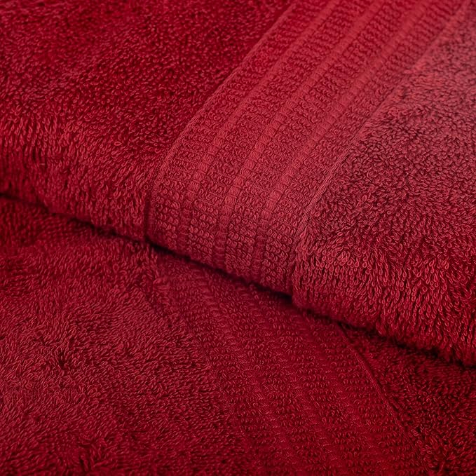 HOMELOVER 4 Piece Luxury Bath Towel Set - 100% Organic Cotton, 500 GSM, Hotel Quality, Highly Absorbent, Soft & Quick Drying Bathroom Towels for Showering, Washing & Guests (Berry Red)