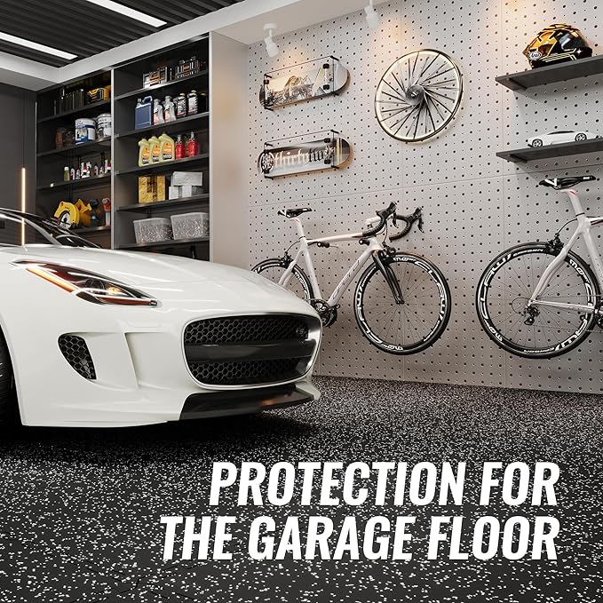 SUPERJARE 0.79'' Extra-Thick Exercise Equipment Mats, 12 Pcs 48 Sq Ft Rubber Top Floor Tiles with High Density EVA Foam, Interlocking Gym Flooring for Home Gym, Workout Mat, Black/Grey