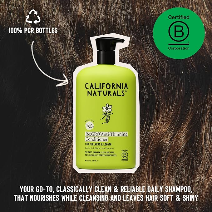 California Naturals Re:GRO Hair Conditioner, Anti-Thinning & Hair Growth Support, All Hair Types, Vegan, Natural, Cruelty Free, Silicone, Paraben & Sulfate Free Conditioner for Women & Men, 16.5 oz