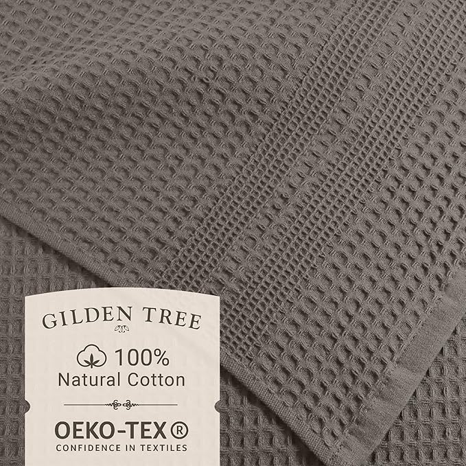 GILDEN TREE Waffle Bath Sheet Large Bath Towels Quick Dry Thin Body Towels, 40x80 Oversized Bath Towels for Adults, 2 Pack Bath Sheet Set, Classic Style (Stone)