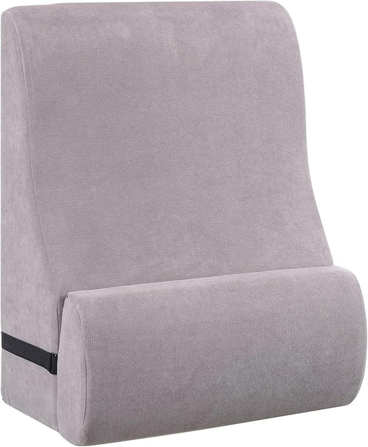 Reading Pillow for Bed Adult, Memory Foam Wedge Pillow Headboard with Adjustable Lumbar Support Backrest Cushion for Sitting in Bed/Resting/Bedrest, Couch or Floor, Gray