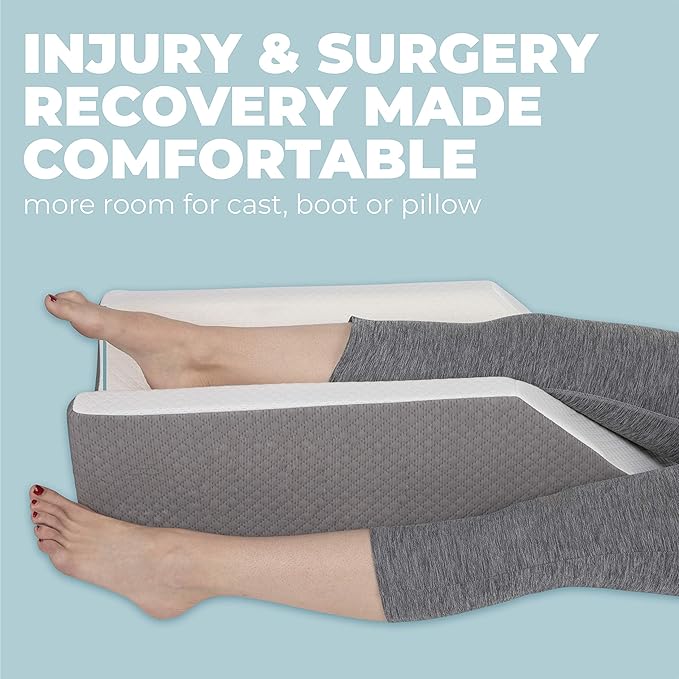 Kölbs Single Leg Elevation Pillow, Post Surgery Leg Pillow, Stylish Chic Jacquard Cover, Ankle Knee and Leg Support Pillow for Injury After Surgery (Single Leg)