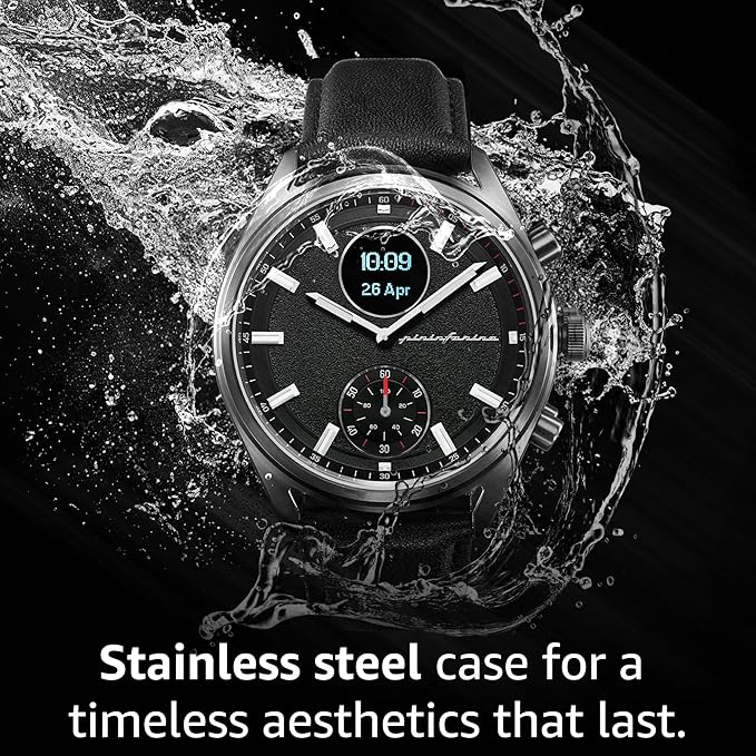pininfarina Hybrid Sintesi Smart Watch, Heart Rate Monitoring, Fitness Tracker, Genuine Leather Strap, Sleep Monitoring, GPS Tracker, 30-Day Battery Life, Android & Apple Compatible