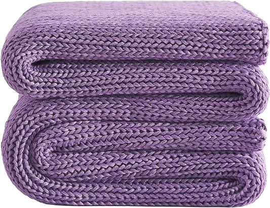 L'AGRATY Knitted Weighted Blanket - 50"x60" 10lbs Cooling Chunky Knit Heavy Blanket for Adults Braided Crochet Throw Thick Cable Yarn Knit Decorative No Beads Evenly Weighted Machine Washable