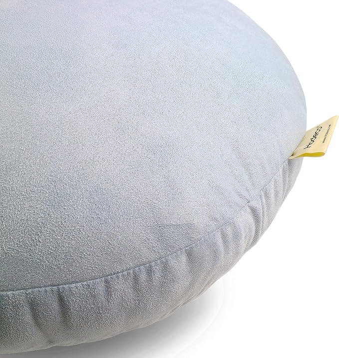 Round Throw Pillow for Kids 16x16 100% Down-like Polyester Filling Super Soft Cushion Ultra Fluffy Feather-like Touch Decorative Round Floor Pillow for Couch Bed Sofa, Light Blue, 1 Piece