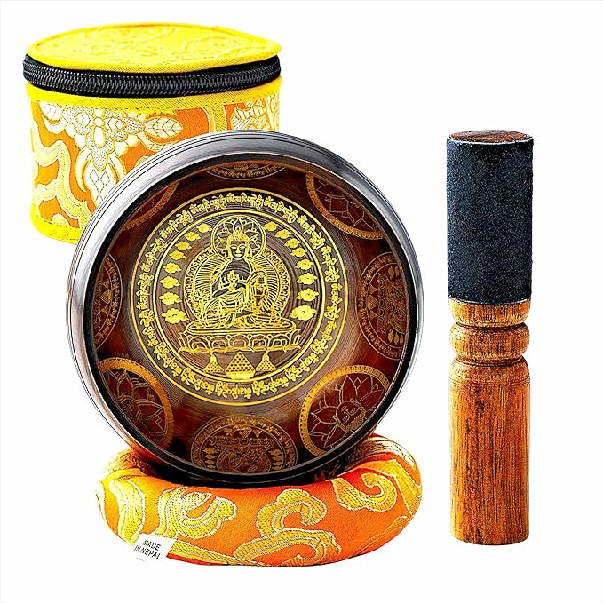 Wonders Ladies Tibetan Singing Bowl Set – Handcrafted in Nepal – Meditation Sound Bowl for Healing, Stress Relief, Chakra Balancing – Ideal Gift for Yoga Lovers, Women & Men(Buddha)