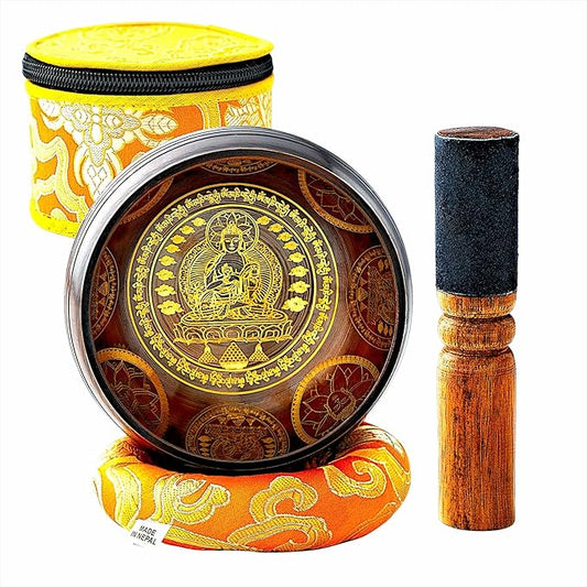 Wonders Ladies Tibetan Singing Bowl Set – Handcrafted in Nepal – Meditation Sound Bowl for Healing, Stress Relief, Chakra Balancing – Ideal Gift for Yoga Lovers, Women & Men(Buddha)