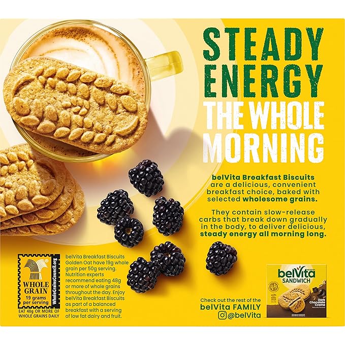 belVita Breakfast Bars Biscuits, Golden Oat, 30 Total Packs, 6 Boxes (4 Biscuits Per Pack)