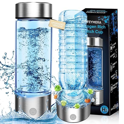 Upgraded Hydrogen Water Bottle Generator - Portable Rechargeable Hydrogen-Rich Water Machine, Rapid 3-Min for Enhanced Water Quality, Premium Travel-Friendly Design with SPE/PEM Tech (Silver)