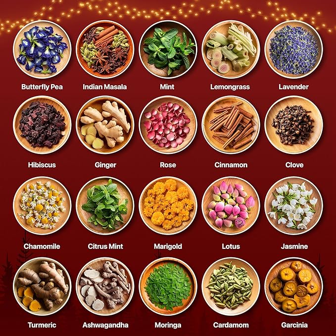 BLUE TEA - Advent Calendar 2025-24 Tea Bags - Plant Based - 24 Unique Tea - Assortment Variety Gift Pack | Tea Gift Set | Flower Based - Caffeine Free - Herbal Tea - Gift for Adult, Women & Men