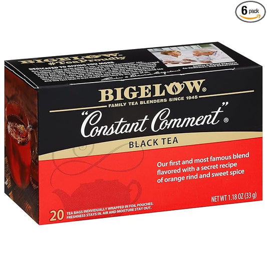 Bigelow Constant Comment Caffeinated Black Tea Bags, 20 Count (Pack of 6)