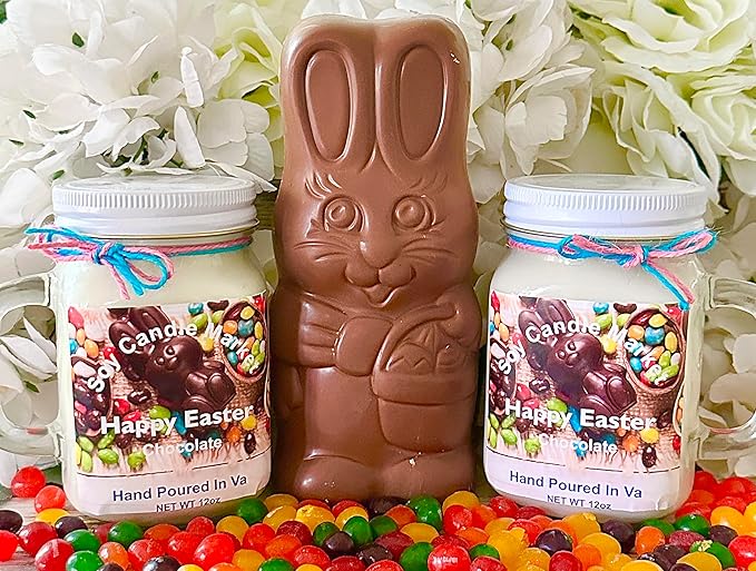 Soy Scented Candles | Handmade & Highly Aromatic Candles Burns Upto 85 Hours in Glass Jar - Perfect for Home Decor, Wedding, Birthday, Dinner (Happy Easter, 16 oz)