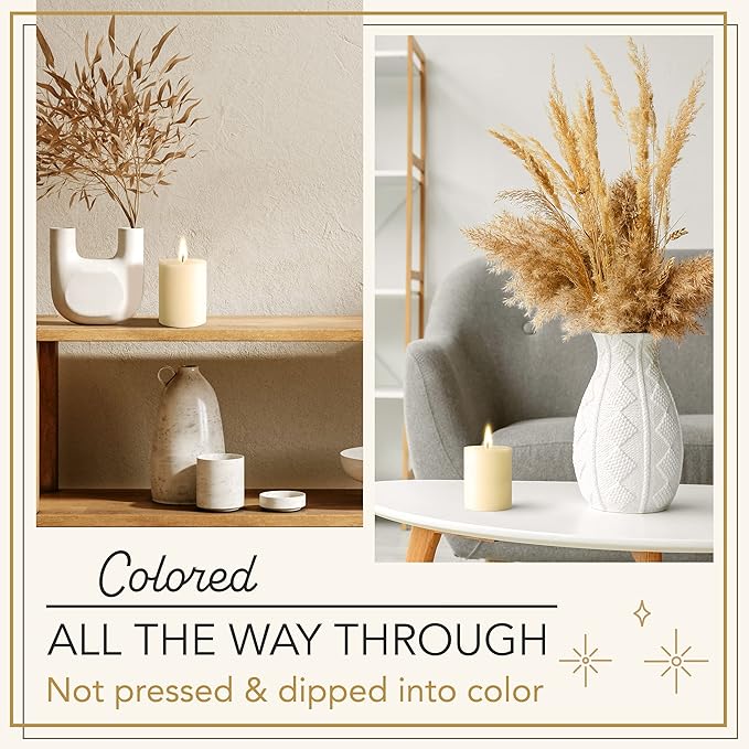 Melt Candle Pillar Candles, 3 Pack - Unscented Candles for Home, Church, Weddings, & More - 3" x 4", Ivory