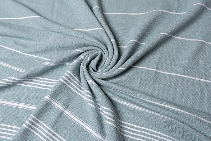 Turkish Beach Towel 100% Organic Cotton Extra Large Oversized (39 x 71 Inches) Quick Dry Sand Free Light Weight Prewashed for Bath Beach Gym Yoga Travel Towel Blanket (Sea Glass)