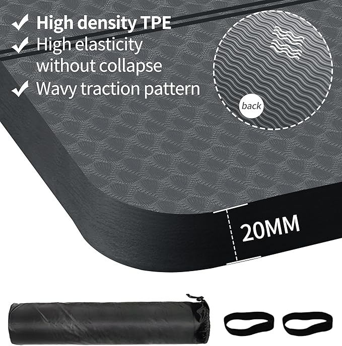 nuveti Large Exercise Mat - 15mm/20mm/30mm Thick Yoga Mat | Workout Mat for Fitness, Yoga, Pilates, Stretching & Floor Exercises for Women & Men with Free Carrying Bag