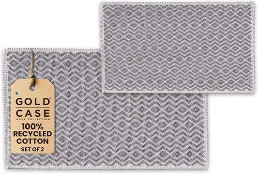 Bathroom Rugs 100% Cotton (Set of 2) – Absorbent Turkish Bath Mat Sets – Washable Rug for Floor & Tub – Non–Slip Bath Mats for Bathroom – Quick Dry Mat – 16x24 and 20x32 – Grey