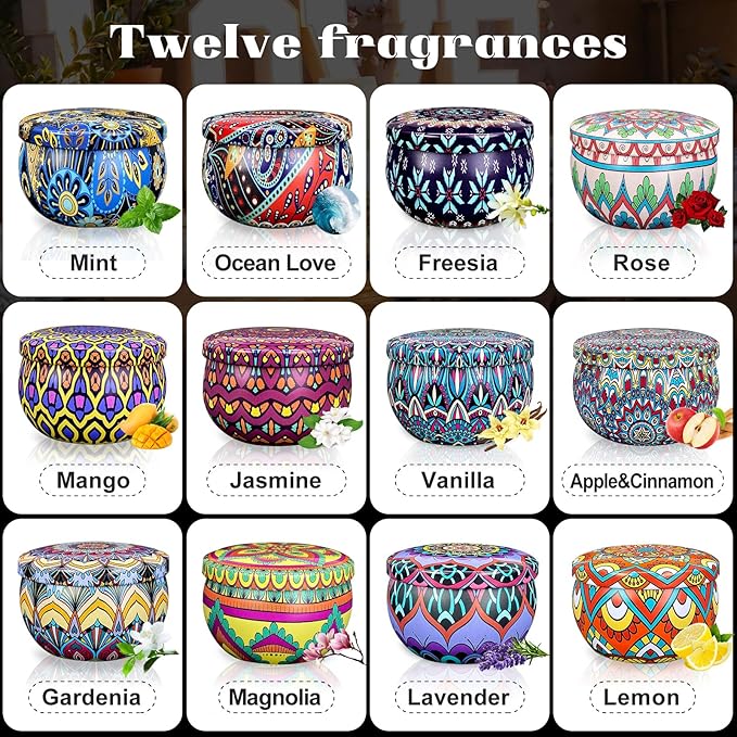 Scented Candle Set, 48 Pack Home Candles, 1200 Hour Long Lasting Soy Wax Candle Set, Birthday Gift for Women with Gift Box.