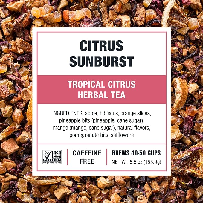 Tiesta Tea - Citrus Sunburst, Loose Leaf, Tropical Citrus Herbal Tea, Premium Non-Caffeinated Fruit Blend, Make Hot or Iced, Brews Up to 50 Cups, 5.5 Ounce Refillable Tin